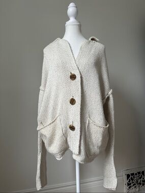 BDG Cream Chunky‎ Knit Oversized Cottage Boho Relaxed Cardigan Size XSmall